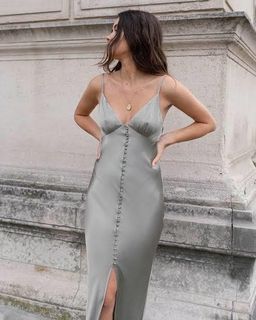 Shona Joy La Lune Bias Slip Dress Sage Size 10 for rent on The Volte - image 1