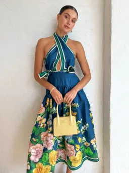 Alemais Lyla Halter Midi Dress Royal Blue Size 10 for rent on The Volte - image 3