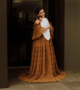 We Are Reclamation Chiffon Delight Gown in Caramel Size 16 for rent on The Volte - image 5