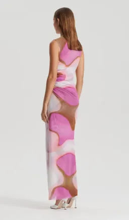 Scanlan Theodore Italian Watercolour Print Dress Pink Tan Size 8 for rent on The Volte - image 3