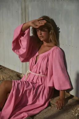 La Boheme Camila Maxi Dress in Begonia Pink One Size for rent on The Volte - image 4