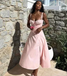 House of CB Carmen Bustier Sun Dress Baby Pink Size XS / AU 6-8 for rent on The Volte - image 2