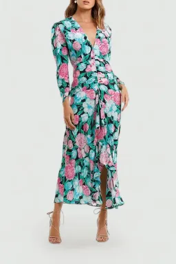 Rixo London Paloma Tulip Floral Maxi Dress Multi Floral Size 8 for rent on The Volte - image 1