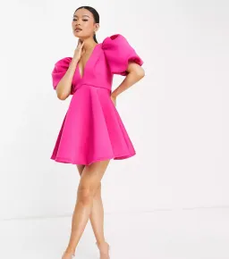 Jarlo London Melanie Mini Dress in Hot Berry Pink Size AU 10 for rent on The Volte - image 1