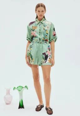 Alemais Meagan Shirt Size 8 and Shorts Size 10 Set Green Print  for rent on The Volte - image 1