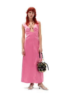 Ganni Double Satin Halter neck Dress Wild Orchard Size 8  for rent on The Volte - image 1