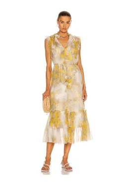 Zimmerman Botanica Wattle Midi Dress Floral Print Size 2/ AU 12 for rent on The Volte - image 1