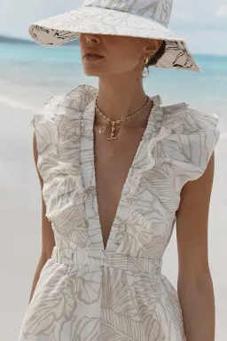 Dissh Malta Palm Frill Linen Maxi Dress Print Size 12 for rent on The Volte - image 2