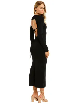 Shona Joy Long Sleeve Backless Midi Dress in Black Size AU 12 for rent on The Volte - image 3