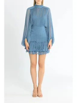 Shona Joy Noemi Ruched Mini Dress in Blue Size AU 8 for rent on The Volte - image 1