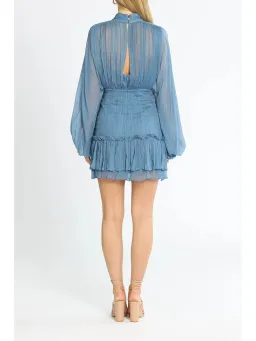Shona Joy Noemi Ruched Mini Dress in Blue Size AU 8 for rent on The Volte - image 3
