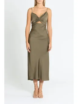 Shona Joy Luxe Twist Midi Dress in Pine Size AU 12 for rent on The Volte - image 1