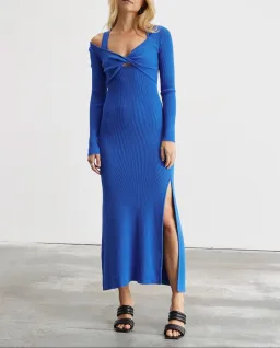 Sovere Mesmerise Combo Knit Dress Blue Size 6  for rent on The Volte - image 1