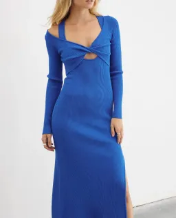 Sovere Mesmerise Combo Knit Dress Blue Size 6  for rent on The Volte - image 3