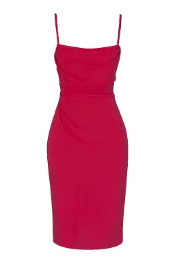 House of CB Jamille  Draped Corset Midi Dress Berry Size S/Au 8  for rent on The Volte - image 6