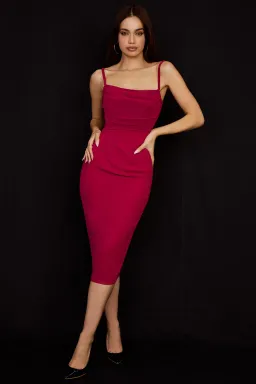House of CB Jamille  Draped Corset Midi Dress Berry Size S/Au 8  for rent on The Volte - image 2