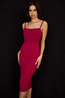 House of CB Jamille  Draped Corset Midi Dress Berry Size S/Au 8  for rent on The Volte - image 3