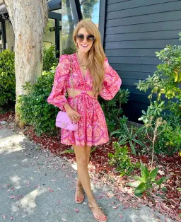 Zimmermann Halcyon Self Tie Mini Dress Pink Purple Paisley Size 2 / AU 12  for rent on The Volte - image 4