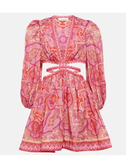 Zimmermann Halcyon Self Tie Mini Dress Pink Purple Paisley Size 2 / AU 12  for rent on The Volte - image 6