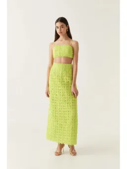 Aje Quintette Textured Bralette and Midi Skirt in Light Lime Green Size 8 for rent on The Volte - image 1
