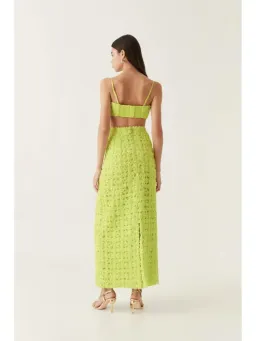 Aje Quintette Textured Bralette and Midi Skirt in Light Lime Green Size 8 for rent on The Volte - image 3