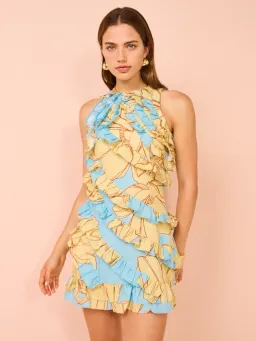 Issy Multi Frill Mini Dress in Summer Print Size 10 for rent on The Volte - image 2