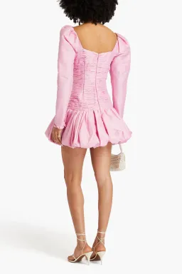 Aje Bijou Ruched Long Sleeve Mini Dress in Bonbon Pink Size 12 for rent on The Volte - image 2