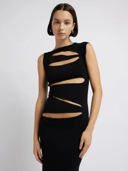 Christopher Esber Knitted Slashed Dress Black Size XS / AU 6 for rent on The Volte - image 4