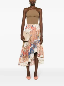 Zimmermann August Asymmetric Skirt Floral Size 0P / AU 6- 8 for rent on The Volte - image 1
