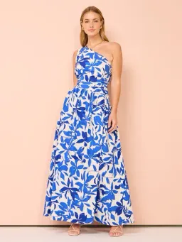 Shona Joy Bleue Asymmetrical Cut Out Maxi Dress Blue Floral Print Size 12 for rent on The Volte - image 4