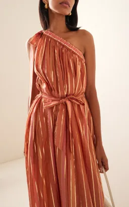 Zimmermann Junie Asymmetric Midi Dress Caramel Multi Size 2 / AU 12 for rent on The Volte - image 2