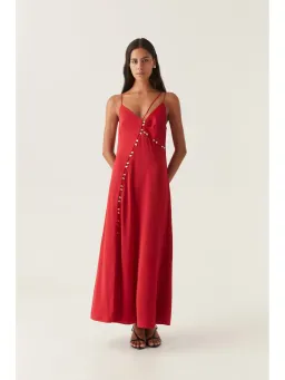 Aje Riddle Button Down Maxi Dress in Red Size AU 6 for rent on The Volte - image 1