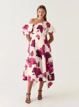 Aje Tulip Sleeve Midi Dress Falling Florals Size AU 8 for rent on The Volte - image 1