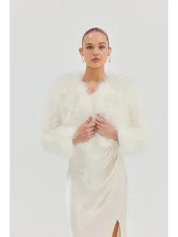 Bubish Luxe Bridal Manhattan Crop Jacket in Ivory Size XS / AU 6 for rent on The Volte - image 4