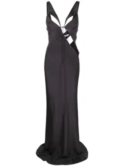 Christopher Esber V Neck Sleeveless Dress Charcoal Grey Size 10 for rent on The Volte - image 4