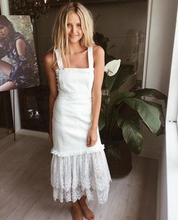 Steele Sutton Denim Midi Dress White Size 8 for rent on The Volte - image 3