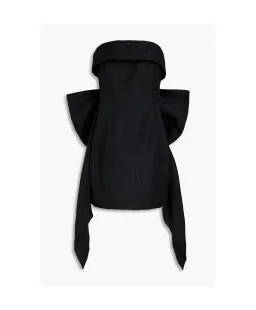 Rebecca Vallance Malone Strapless Bow-Embellished Moire Mini Dress Black Size 10 for rent on The Volte - image 3