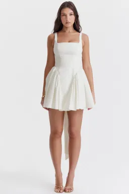 House of CB Florianne Bow Mini Dress in Ivory Size XS / AU 6 for rent on The Volte - image 1