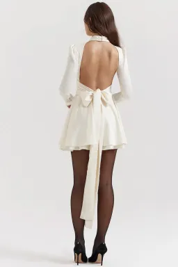 House of CB Aryana Bow Mini Dress Ivory Size XS / AU 6 for rent on The Volte - image 3