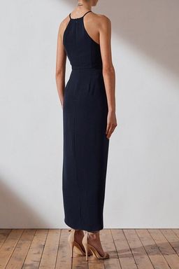 Shona Joy Core High Neck Ruched Dress - Navy - Size 10 - Bridesmaid - Cocktail for rent on The Volte - image 2