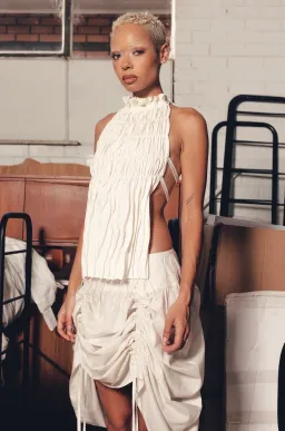 Oats The Label Seams Halter Top and Gather Skirt Set In Ivory Size AU 8 for rent on The Volte - image 2