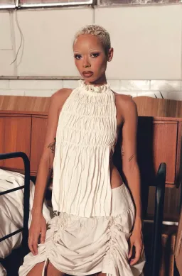 Oats The Label Seams Halter Top and Gather Skirt Set In Ivory Size AU 8 for rent on The Volte - image 3