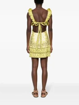 Zimmermann Matchmaker Frilled Mini Dress Yellow Bandana Size 0 / AU 8 for rent on The Volte - image 4