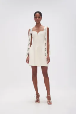 Aje Amber Knit Tie Shoulder Mini Dress Ivory Size M / AU 10 for rent on The Volte - image 1