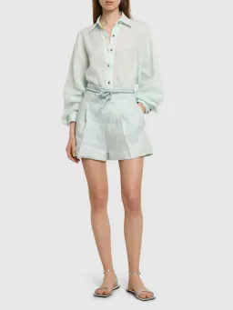 Zimmermann Natura Oversized Shirt in Size 0P / AU 6 and Short in Size 1 / AU 10 Set Mint  for rent on The Volte - image 1