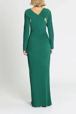 Tadashi Shoji Bollani Pintuck Cutout Gown in Forest Size 10 for rent on The Volte - image 3