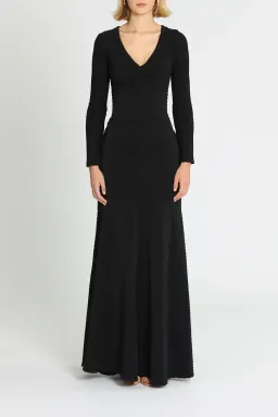 Tadashi Shoji Elias Long Sleeve Pintuck Gown in Black Size 10 for rent on The Volte - image 1