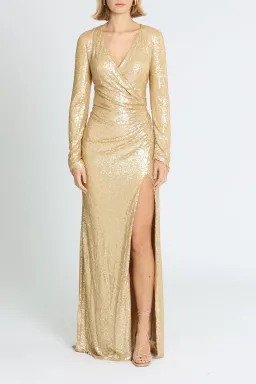 Tadashi Shoji Angelique Drape Gown Gold Size 16 for rent on The Volte - image 1