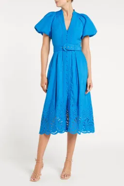 Rebecca Vallance Isidora Puff Sleeve Midi Dress Blue Size 8 for rent on The Volte - image 1