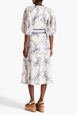 Zimmermann Day Midi Dress Navy Bow Size 0 / AU 8 for rent on The Volte - image 2